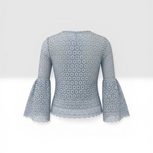 J. Crew Light Blue Lace Bell-Sleeve Top